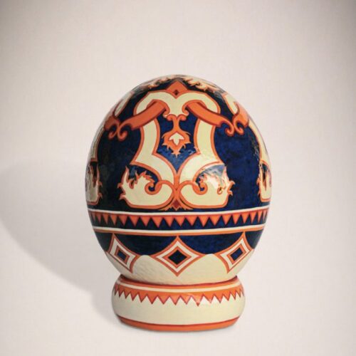 Ostrich egg for home decor, hand-painted with acrylics and cold enamels