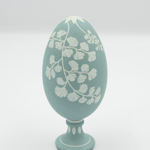 Green and white handpainted goose eggshell