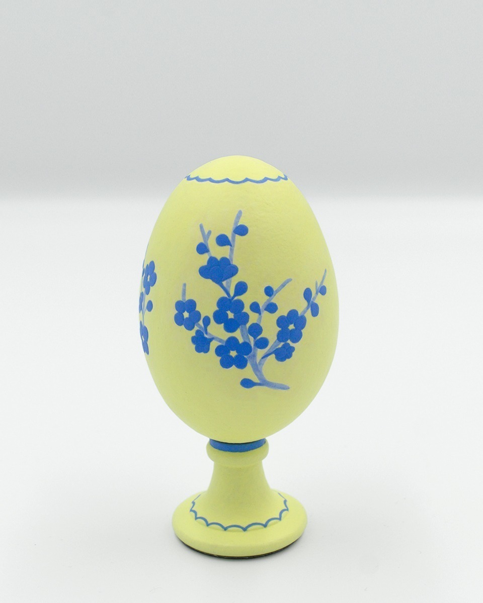 Blue and yellow handpainted goose eggshell