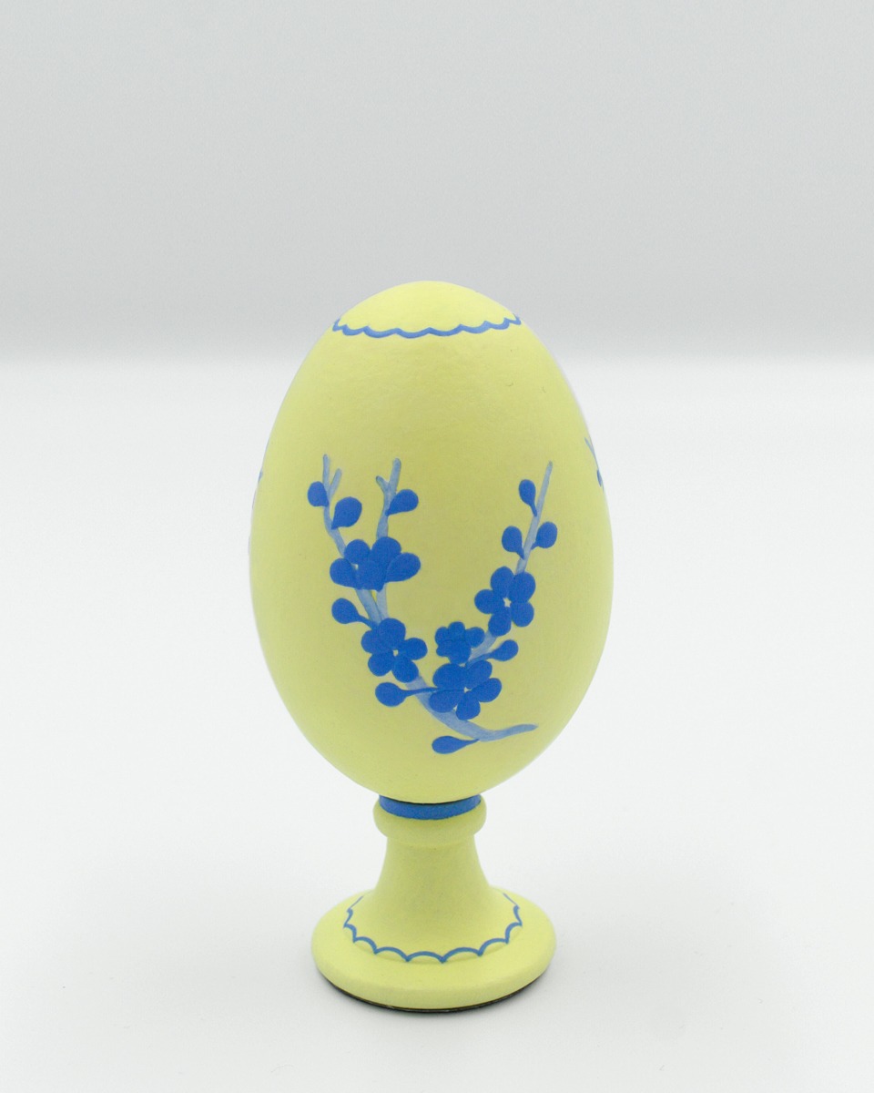 Blue and yellow handpainted goose eggshell