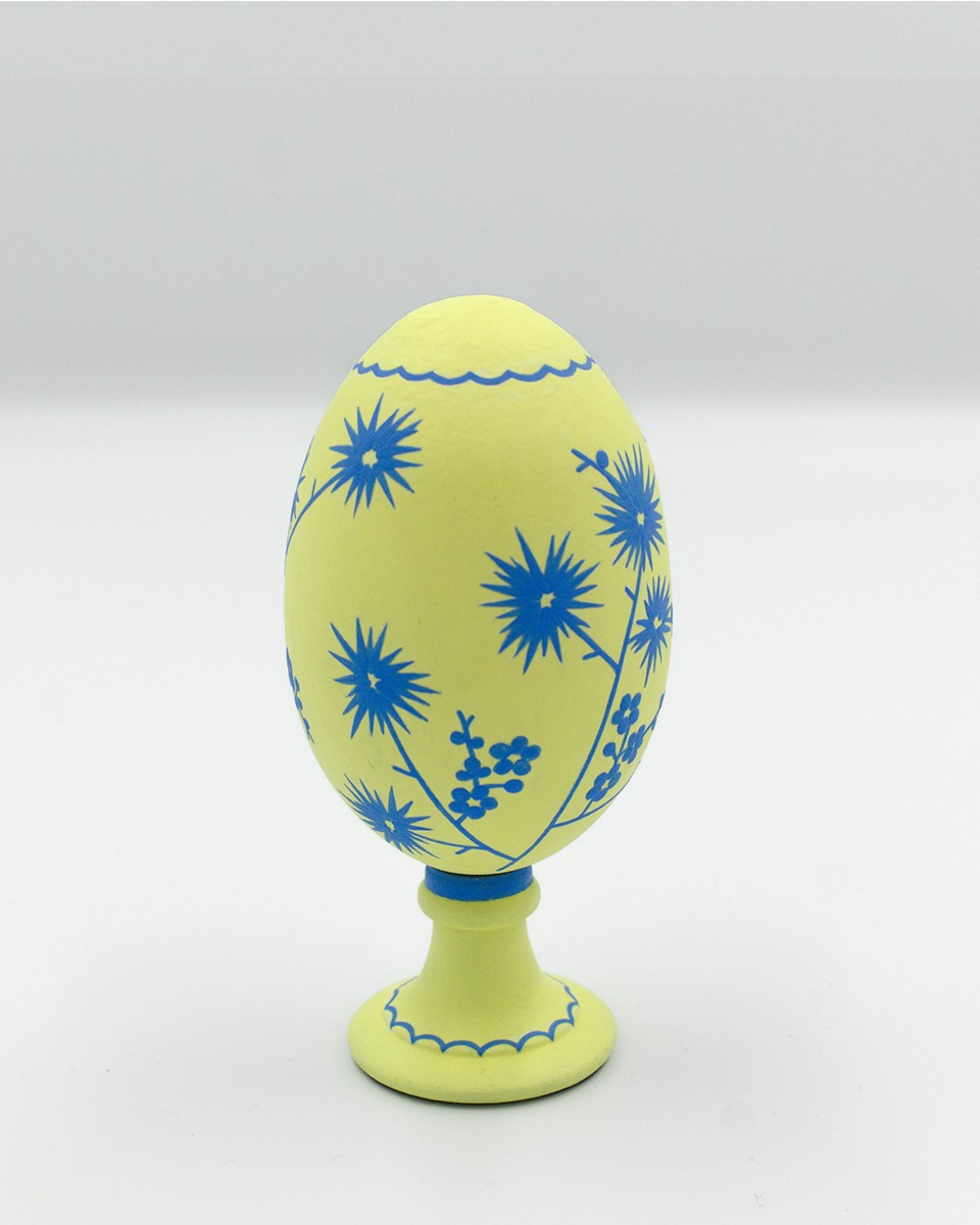 Blue and yellow handpainted goose eggshell