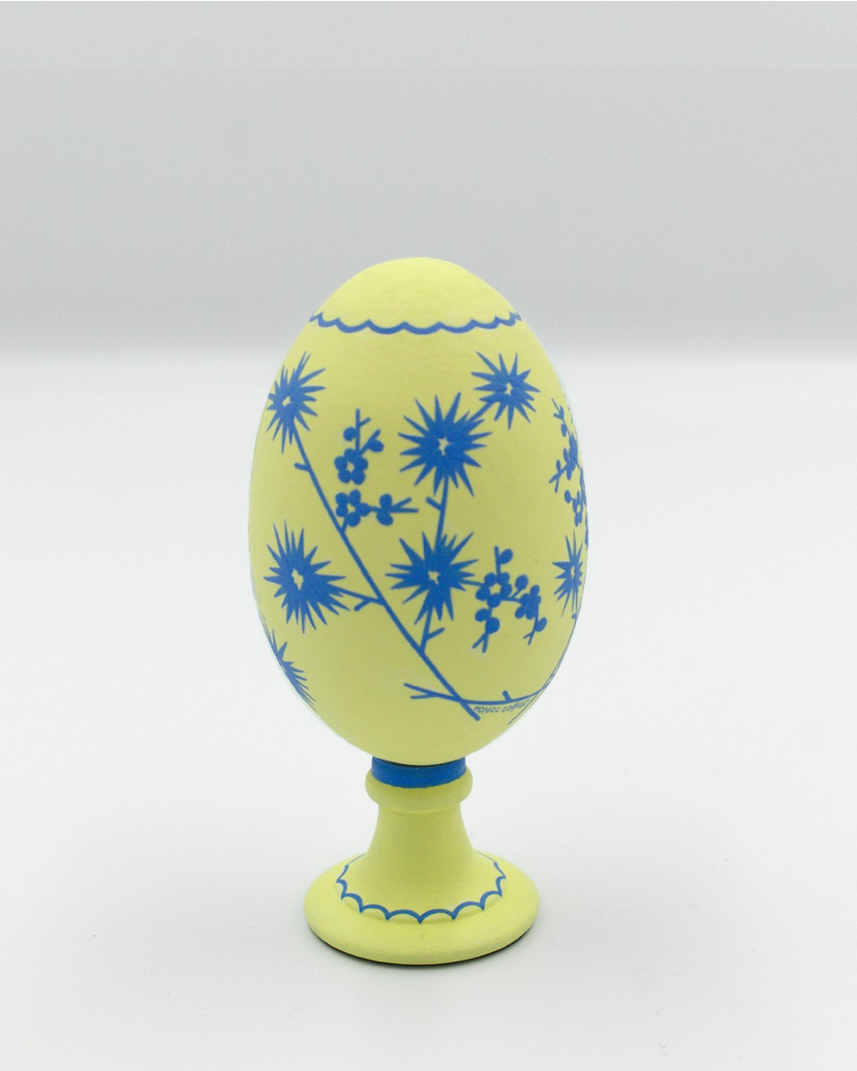 Blue and yellow handpainted goose eggshell
