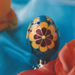 hen eggshell, cold enamels, acrylics, polymer clay